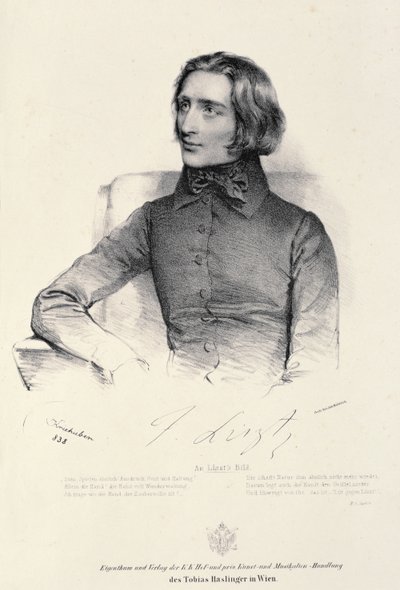 Portrait of Franz Liszt (1811-86) by Fritz Kriehuber
